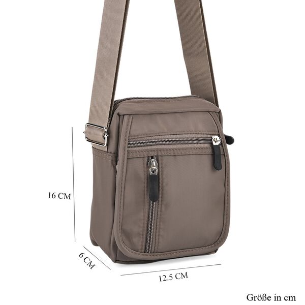 Umh&auml;ngetasche mit mehreren Rei&szlig;verschlussf&auml;chern und RFID-Schutz, 12,5x6x16cm, Grau image number 8