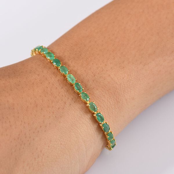 Socoto Smaragd Armband ca. 19 cm 925 Silber 750 Gelbgold Vermeil ca. 7,63 ct. image number 3