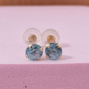 AAA blaue Zirkon Ohrringe in 375 Gold - 1,58 ct.