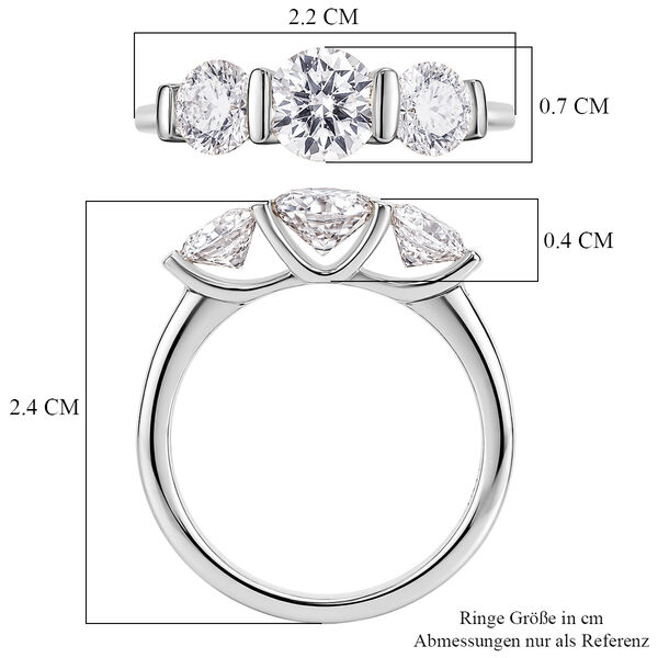 D'Joy Moissanit Ring 925 Silber Platiniert (Gr&ouml;&szlig;e 17.00) ca. 1,80 ct image number 6
