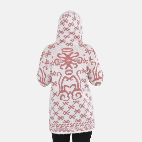 Cardigan mit Kapuze, pinke geometrische Muster image number 2