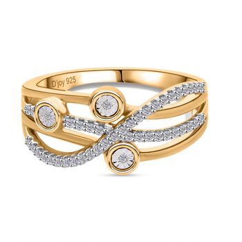 Wei&szlig;er Diamant Ring, 925 Silber Gelbgold Vermeil, (Gr&ouml;&szlig;e 17.00) ca. 0.30 ct