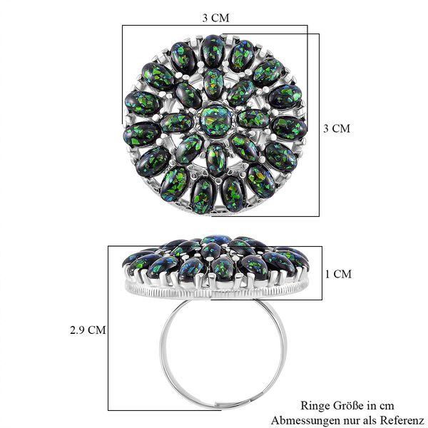 Simulierter schwarzer Opal Ring, flexibel (Gr&ouml;&szlig;e 17.00-19.00), 316L Edelstahl image number 5