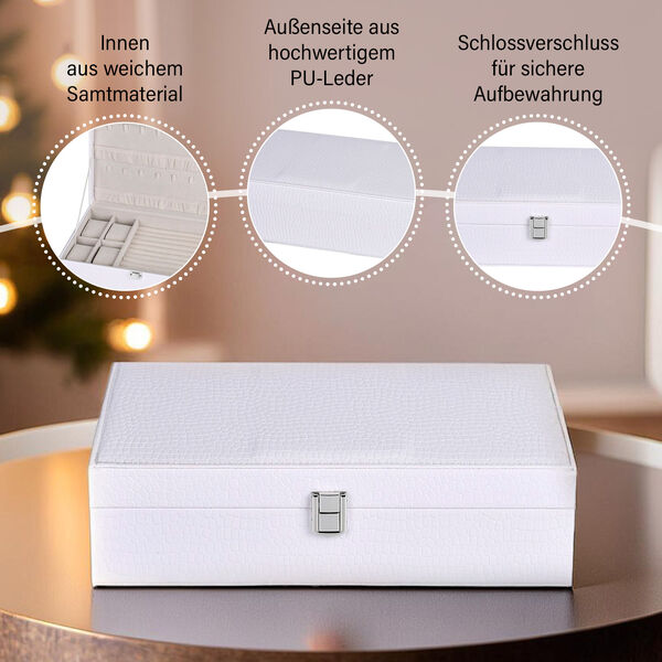 Premium Schmuckbox mit Silberpoliertuch, 32x20x8,7 cm, Wei&szlig; image number 3