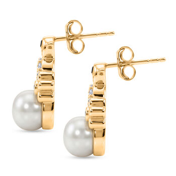 EVER TRUE S&uuml;&szlig;wasser Perle (7-7.5 mm), Schwarzer Spinell Ohrringe Nickelfreies Messing