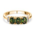 Natürlicher Chrom Turmalin und weißer Diamant-Ring, 925 Silber Gelbgold Vermeil (Größe 19.00) ca. 1.03 ct