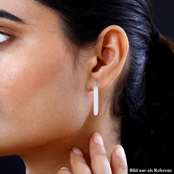 Wei&szlig;e Jade Ohrringe 925 Silber rhodiniert ca. 77.00 ct image number 2