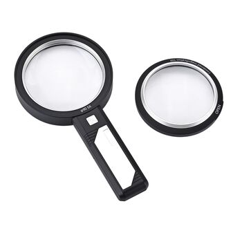 8-fach und 12-fach Handlupe mit Doppellinsen, 19x9x3,2cm, Silber und schwarz
