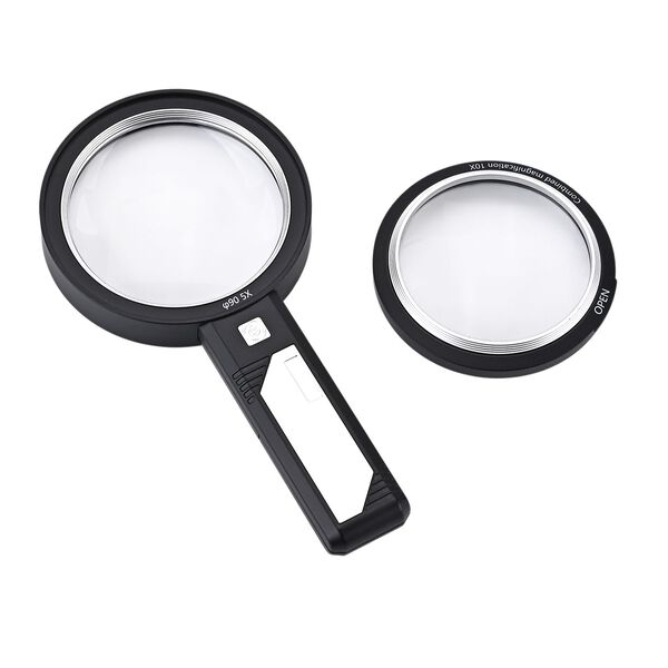 8-fach und 12-fach Handlupe mit Doppellinsen, 19x9x3,2cm, Silber und schwarz image number 3