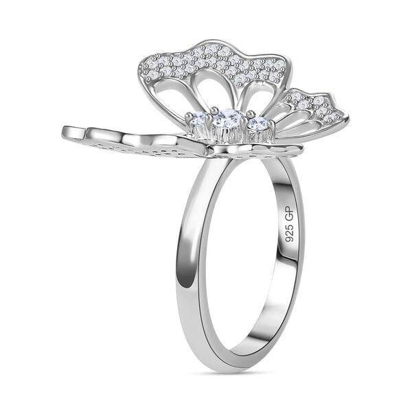 GP Italian Garden Kollektion- Wei&szlig;er Diamant und blauer Saphir-Ring, 925 Silber rhodiniert - 0,51 ct, image number 5