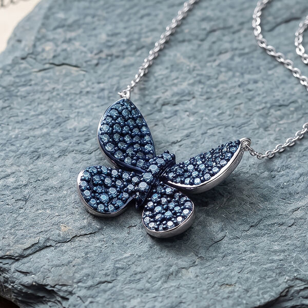 D'Joy blauer Diamant Anh&auml;nger mit 45+5cm Kette - 0,53 ct. image number 2