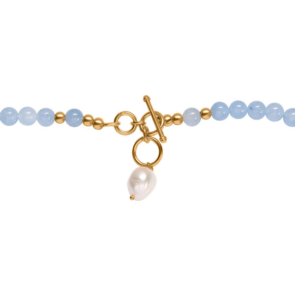 Aquamarin-Perlen und Barockperle Halskette, 45 cm image number 5