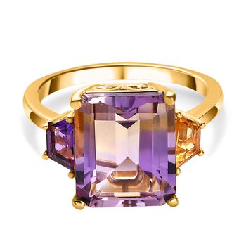 AAA Ametrin, Afrikanischer Amethyst Ring, 925 Silber Gelbgold Vermeil (Gr&ouml;&szlig;e 20.00) ca. 6.87 ct