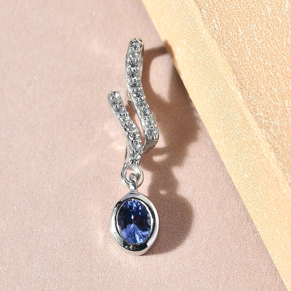 Tansanit und Zirkon Anh&auml;nger 925 Silber platiniert ca. 0,46 ct image number 3