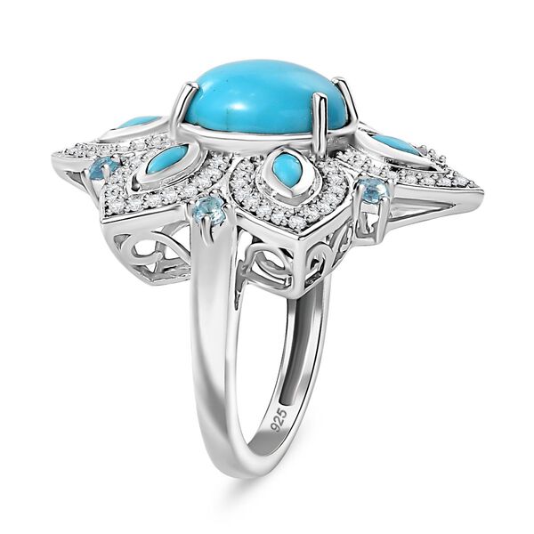Sleeping Beauty Türkis, Paraiba Apatit und Zirkon Ring - 4,33 ct. image number 5