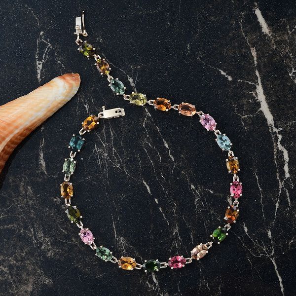 AAA Mehrfarbig-Turmalin Armband ca. 20 cm 375 Gold ca. 11.25 ct image number 2