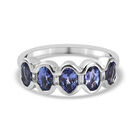 Tansanit und Zirkon 5 Stein Ring 925 Silber Platin-Überzug image number 0
