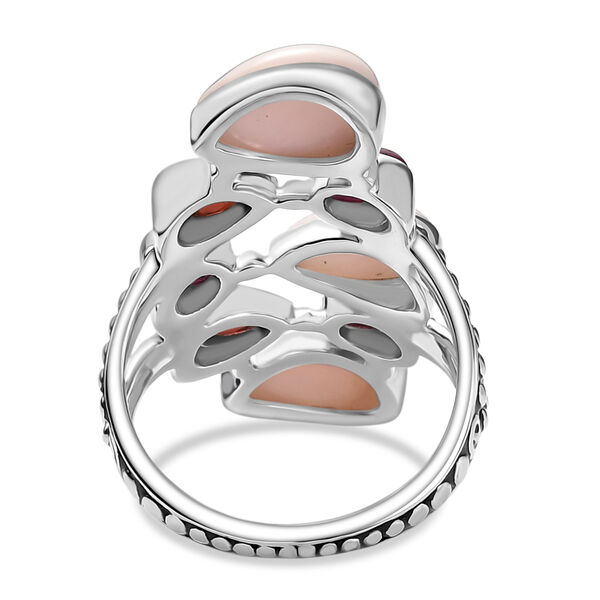 Sajen Silber - Rosa Opal, Roter Granat, Rubin Ring 925 Silber rhodiniert (Größe 17.00) ca. 4.92 ct image number 5