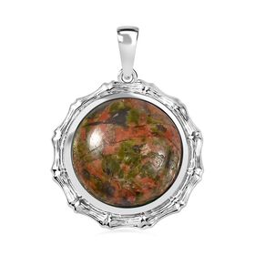 Unakite Anhänger 925 Silber platiniert ca. 12.73 ct
