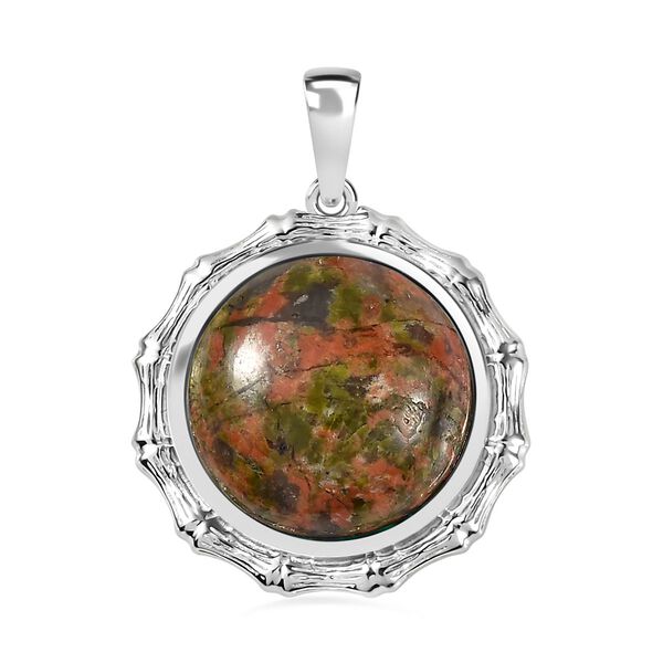 Unakite Anh&auml;nger 925 Silber platiniert ca. 12.73 ct