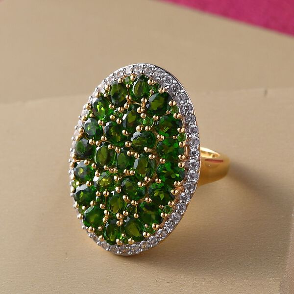 Nat&uuml;rlicher Chromdiopsid und Zirkon-Ring - 6,11 ct. image number 2