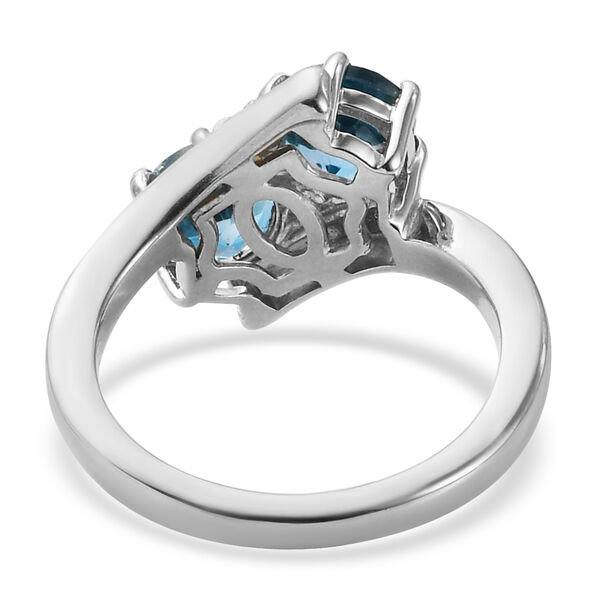London Blautopas und Zirkon Ring 925 Silber Platin-&Uuml;berzug image number 6