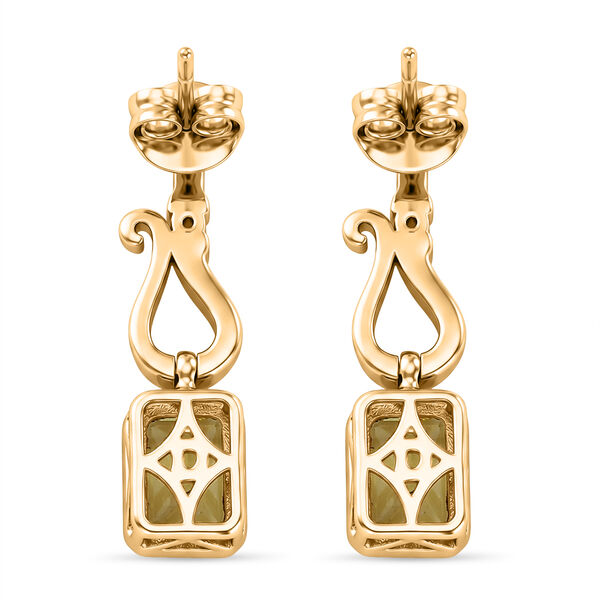 D'Joy AAA Ouro Verde-Quarz, Wei&szlig;er Zirkon Ohrringe 925 Silber 750 Vergoldet ca. 2,11 ct. image number 4