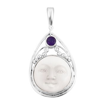 Himmelblauer Topas, Afrikanischer Amethyst Anh&auml;nger 925 Silber ca. 1,20 ct.