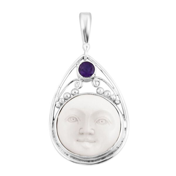 Himmelblauer Topas, Afrikanischer Amethyst Anh&auml;nger 925 Silber ca. 1,20 ct.