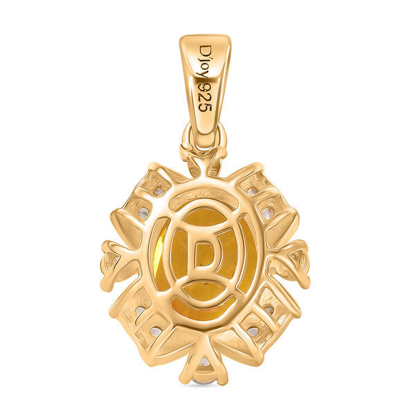 D'Joy Sphaleros Quarz, Wei&szlig;er Zirkon Anh&auml;nger 925 Silber 750 Gelb Vergoldet ca. 3.46 ct image number 5