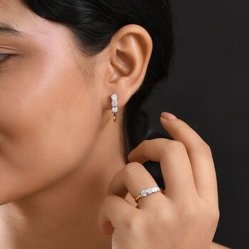 D'Joy zweifarbiges Moissanit Schmuckset, 925 Silber rhodiniert und vergoldet - 2 ct.