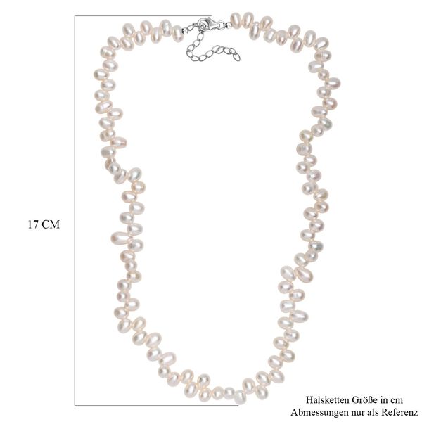 Wei&szlig;e S&uuml;&szlig;wasser Perle Halskette ca. 45 cm 925 Silber rhodiniert image number 6