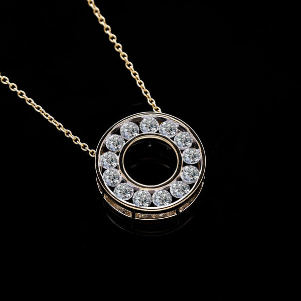 LUXURIANT SGL zertifizierter VS-EF Labor Diamant Anh&auml;nger mit 50cm Kette, 925 Silber Gelbgold Vermeil - 1 ct. image number 7