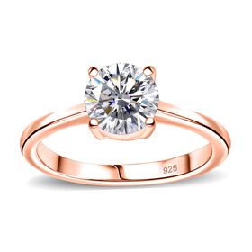 Moissanit Ring, 925 Silber ros&eacute;vergoldet - 1,18 ct.