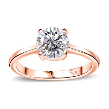 Moissanit Ring, 925 Silber ros&eacute;vergoldet - 1,18 ct.