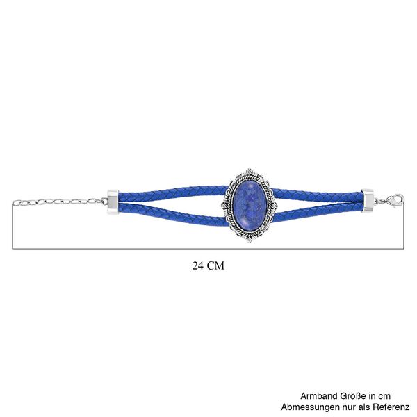 Lapislazuli Leder Armband, ca. 19 cm, Antik-silber-Plattierung, ca. 7.00 ct image number 4
