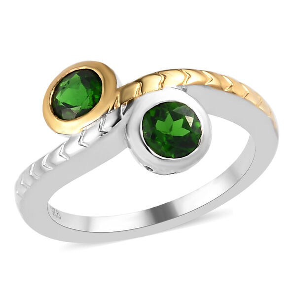 Natürlicher Chromdiopsid Bypass Ring 925 Silber bicolor  ca. 0,83 ct image number 4