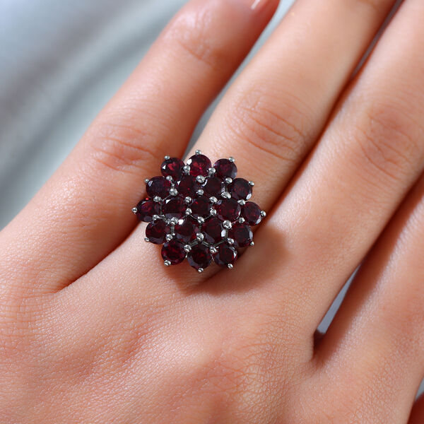 Rhodolith Granat Cluster Ring 925 Silber platiniert  ca. 6,57 ct image number 3