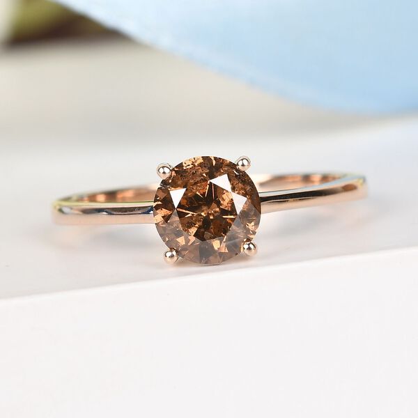Close Out Deal Nat&uuml;rlicher Champagner Diamant zertifiziert I2-I3 Solit&auml;r Ring 375 Ros&eacute;gold image number 2