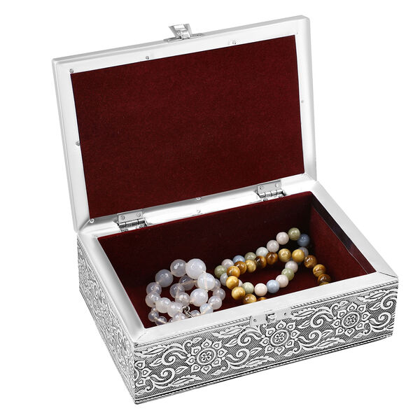 2er-Set – Oxidierte 20x13,5x7cm Aluminium-Schmuckbox und 16x9,5x3,8cm Perlen-Box, Eulen-Prägung, Silber und Multi image number 7