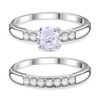 Lustro Stella - Wei&szlig;er Zirkonia Doppelring, 925 Silber rhodiniert (Gr&ouml;&szlig;e 17.00)