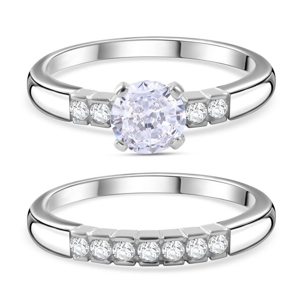 Lustro Stella - Wei&szlig;er Zirkonia Doppelring, 925 Silber rhodiniert (Gr&ouml;&szlig;e 17.00)