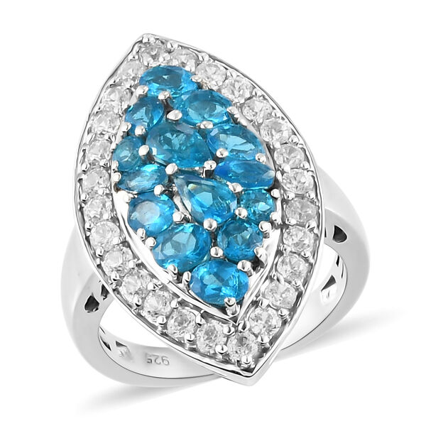 Neon-Apatit-Ring, 925 Silber platiniert  ca. 3,10 ct image number 4