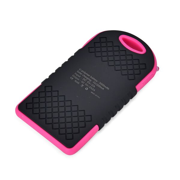 Solarbetriebene Powerbank mit USB Anschluss, Pink image number 6