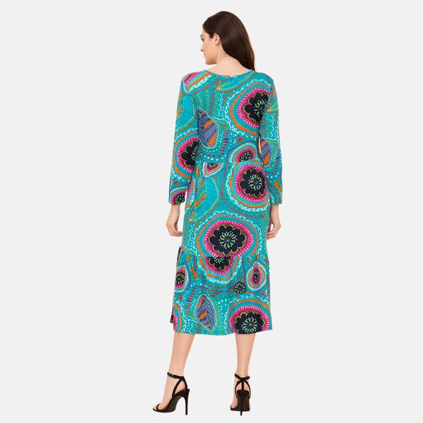 TAMSY Damen bedrucktes Midikleid, Größe 38, Blau image number 2