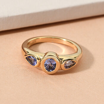 Tansanit Ring 925 Silber vergoldet  ca. 0,79 ct