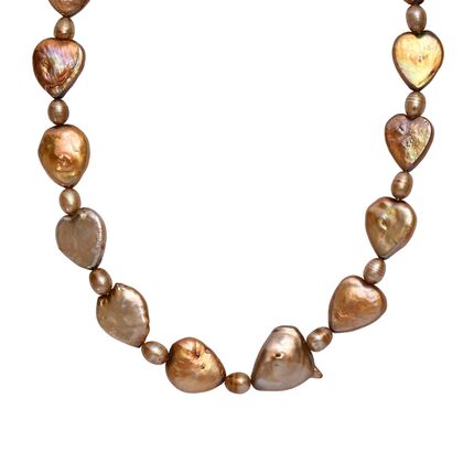 Goldfarbene Perlen Halskette, ca. 45 cm mit 5 cm extender, 925 Silber 750 Gelbgold Vermeil