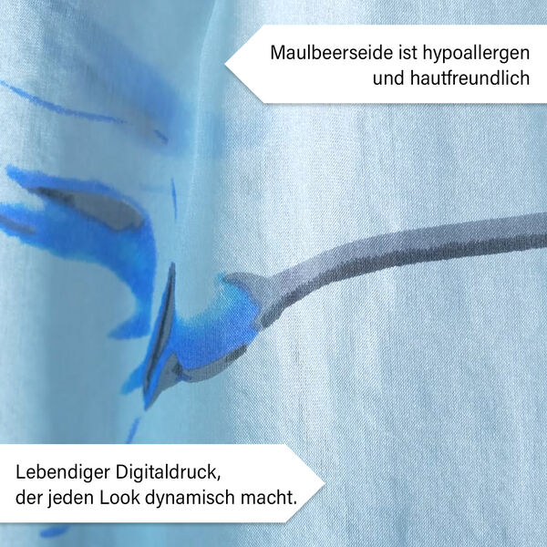 LA MAREY - Chiffonschal aus 100% Maulbeerseide mit Blauem Blumenmuster image number 3