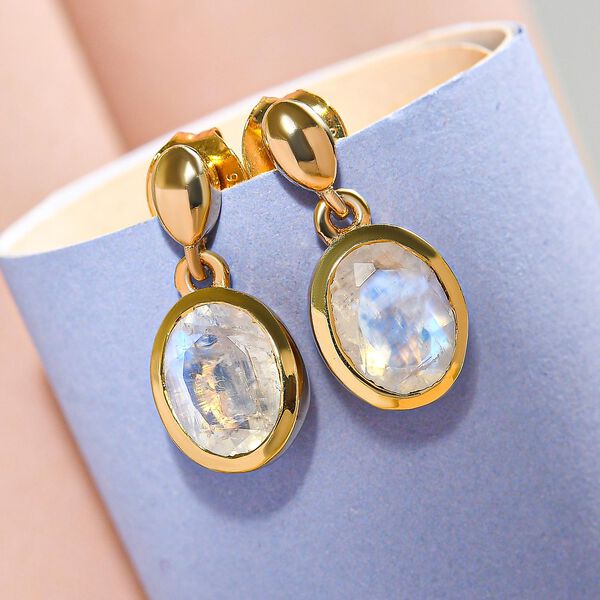 Premium Regenbogen Mondstein-Ohrringe - 2,51 ct. image number 2