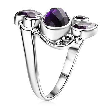 Sajen Silber-Afrikanischer Amethyst Ring 925 Silber rhodiniert (Gr&ouml;&szlig;e 19.00) ca. 3.98 ct